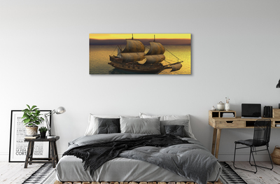 Tableaux sur toile canvas Mer navire ciel jaune