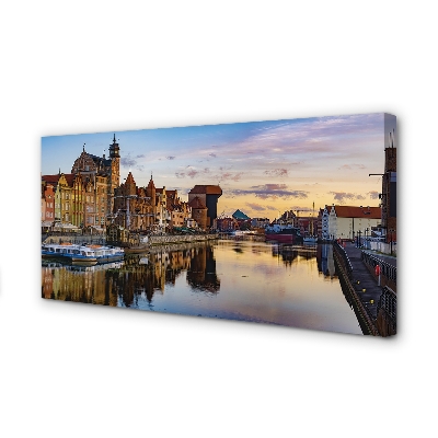 Tableaux sur toile canvas Port du lever du soleil de la rivière gdańsk