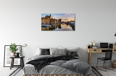 Tableaux sur toile canvas Port du lever du soleil de la rivière gdańsk