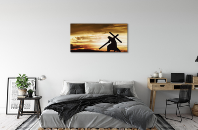 Tableaux sur toile canvas Jésus croix coucher du soleil