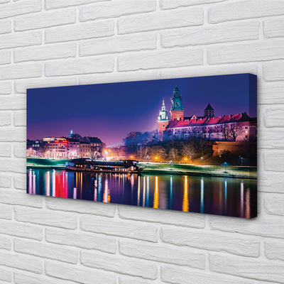 Tableaux sur toile canvas Cracovie river city nuit