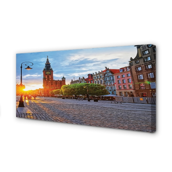 Tableaux sur toile canvas Gdańsk vieux lever du soleil ville
