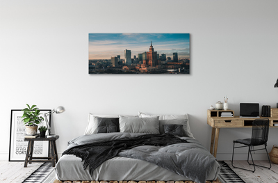 Tableaux sur toile canvas Panorama du lever du soleil gratte-ciel de varsovie