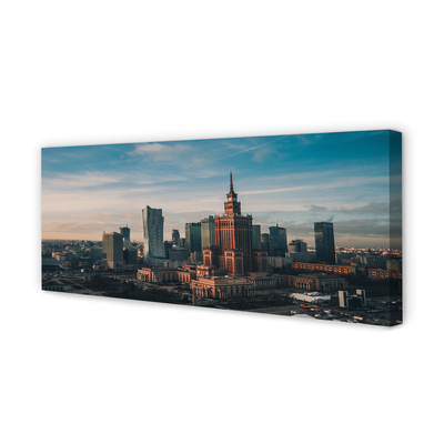 Tableaux sur toile canvas Panorama du lever du soleil gratte-ciel de varsovie