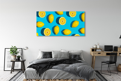 Tableaux sur toile canvas Les citrons sur un fond bleu