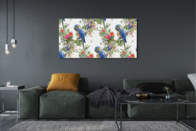 Tableaux sur toile canvas Les oiseaux sur une branche avec des fleurs