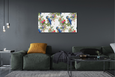 Tableaux sur toile canvas Les oiseaux sur une branche avec des fleurs