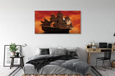 Tableaux sur toile canvas La mer navire ciel orange