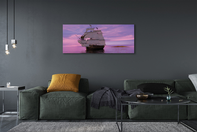 Tableaux sur toile canvas Mer navire ciel violet