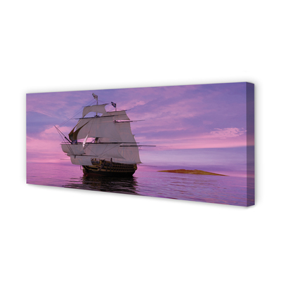 Tableaux sur toile canvas Mer navire ciel violet