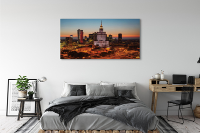 Tableaux sur toile canvas Panorama nocturne des gratte-ciel de varsovie