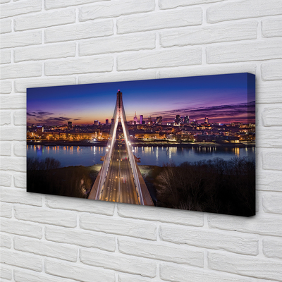Tableaux sur toile canvas Pont de la rivière panoramique varsovie