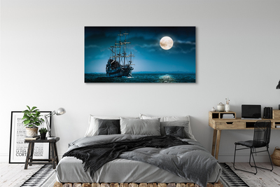 Tableaux sur toile canvas Ville mer navire lune