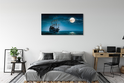 Tableaux sur toile canvas Ville mer navire lune