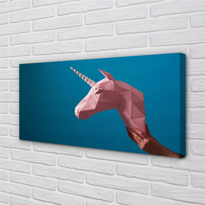 Tableaux sur toile canvas Origami licorne rose