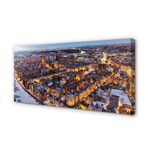 Tableaux sur toile canvas Rivière panorama gdańsk hiver