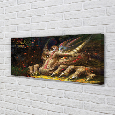Tableaux sur toile canvas Forêt fille tête de dragon
