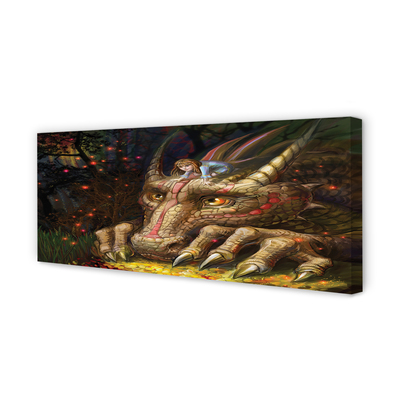 Tableaux sur toile canvas Forêt fille tête de dragon