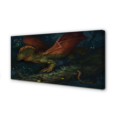 Tableaux sur toile canvas Dragon vert dans la forêt