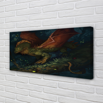 Tableaux sur toile canvas Dragon vert dans la forêt