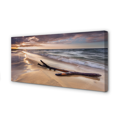 Tableaux sur toile canvas Gdańsk plage coucher du soleil de la mer
