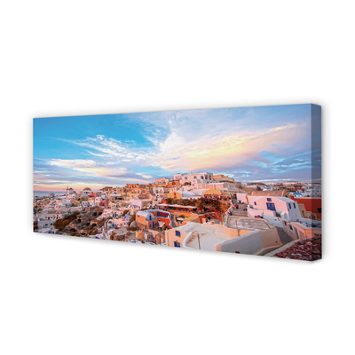 Tableaux sur toile canvas Grèce panorama du coucher du soleil ville