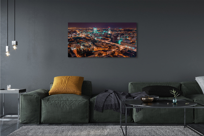 Tableaux sur toile canvas Varsovie ville panorama nocturne