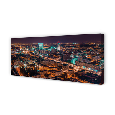 Tableaux sur toile canvas Varsovie ville panorama nocturne