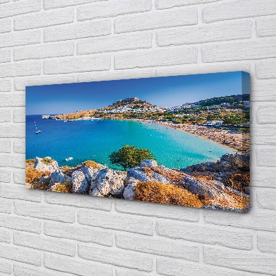 Tableaux sur toile canvas Panorama de plage de la côte grèce
