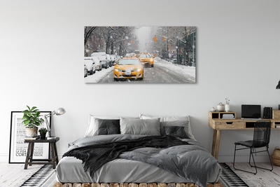 Tableaux sur toile canvas Voiture de ville de la neige d'hiver