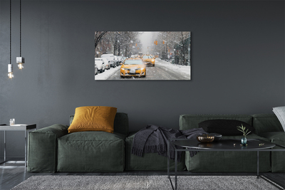 Tableaux sur toile canvas Voiture de ville de la neige d'hiver
