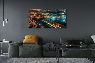 Tableaux sur toile canvas Panorama de nuit gdańsk rivière