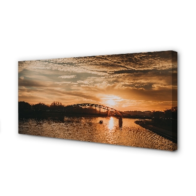 Tableaux sur toile canvas Coucher du soleil pont de la rivière cracovie