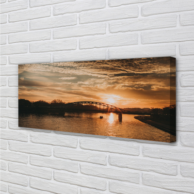 Tableaux sur toile canvas Coucher du soleil pont de la rivière cracovie