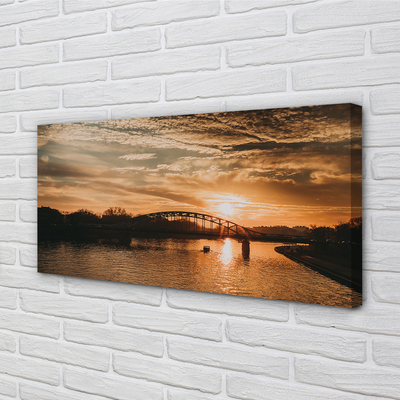 Tableaux sur toile canvas Coucher du soleil pont de la rivière cracovie