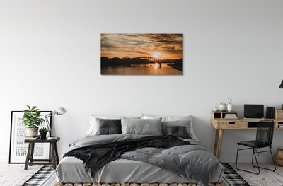 Tableaux sur toile canvas Coucher du soleil pont de la rivière cracovie
