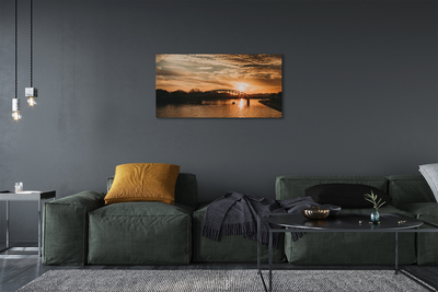 Tableaux sur toile canvas Coucher du soleil pont de la rivière cracovie