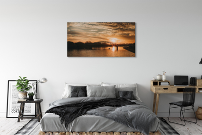 Tableaux sur toile canvas Coucher du soleil pont de la rivière cracovie