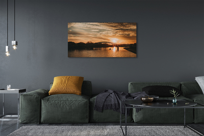 Tableaux sur toile canvas Coucher du soleil pont de la rivière cracovie