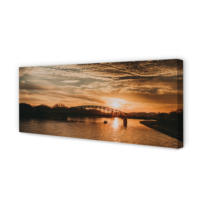 Tableaux sur toile canvas Coucher du soleil pont de la rivière cracovie