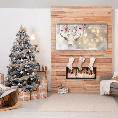 Tableaux sur toile Renne Blanc boules de Noël