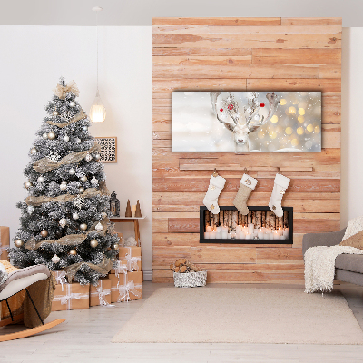 Tableaux sur toile Renne Blanc boules de Noël