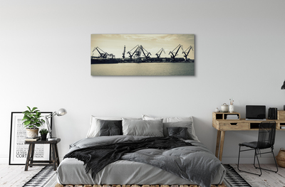 Tableaux sur toile canvas Rivière gdańsk grues de chantier naval