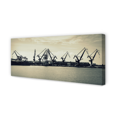 Tableaux sur toile canvas Rivière gdańsk grues de chantier naval