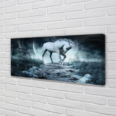 Tableaux sur toile canvas Forêt unicorn lune