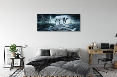 Tableaux sur toile canvas Forêt unicorn lune