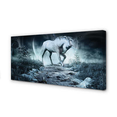 Tableaux sur toile canvas Forêt unicorn lune