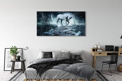 Tableaux sur toile canvas Forêt unicorn lune