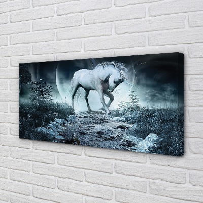 Tableaux sur toile canvas Forêt unicorn lune