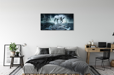 Tableaux sur toile canvas Forêt unicorn lune